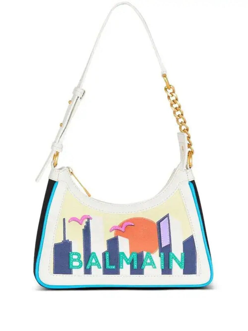 Balmain N-Army Postcard-Print Shoulder Bag